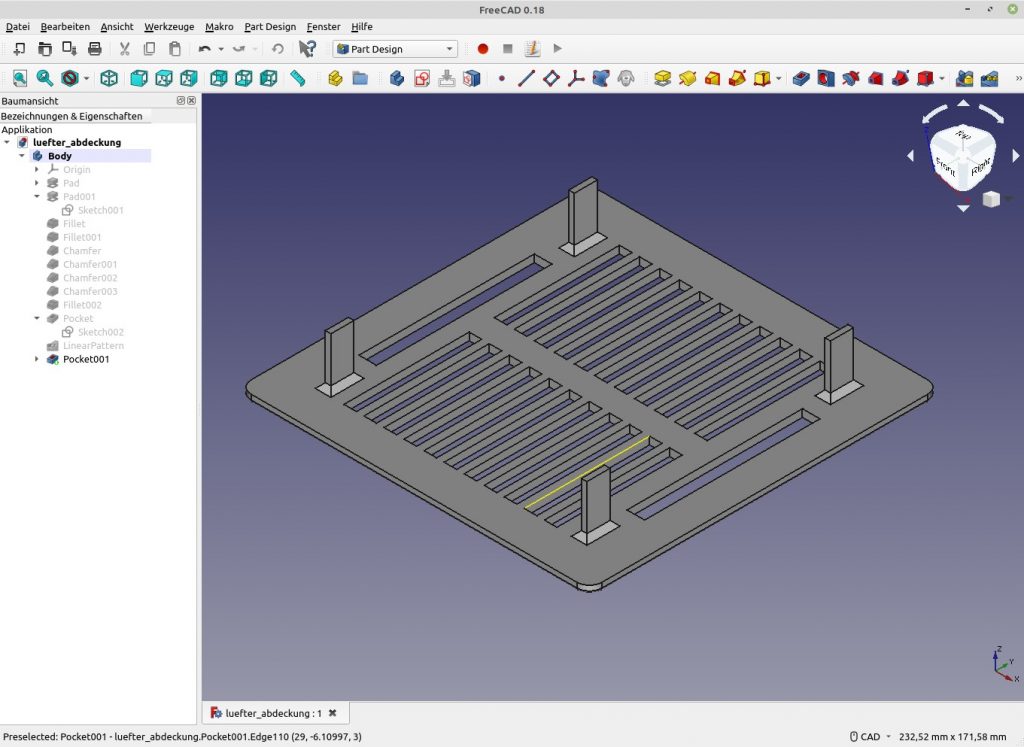 3D-Druck: 2. Projekt: Lüftungsgitter