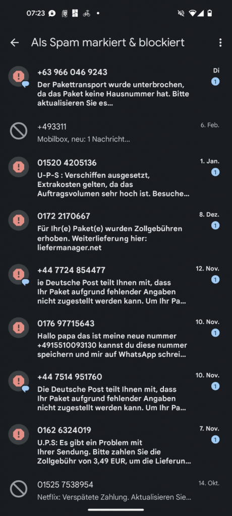 Die tägliche Portion eMail-SPAM, Junkmail, Werbemail