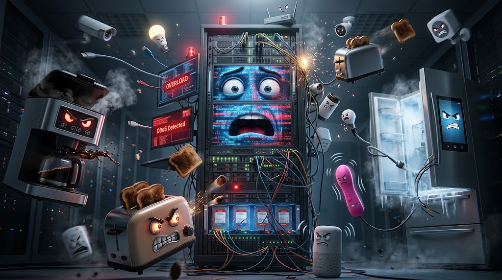 KI-generiertes Bild einer DDOS-Attacke auf einen Server.